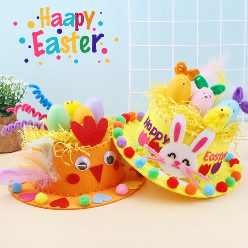 Детская Пасхальная шляпа ручной работы, Пасхальный кролик из нетканого материала, Пасхальная шляпа «сделай сам», игрушка, подарки, украшенная Пасхальная шляпа в виде яйца