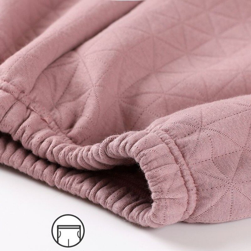 Conjunto de pijamas de algodón de tres capas para mujer, ropa de dormir informal de manga larga, gruesa, cálida, otoño e invierno, 2024