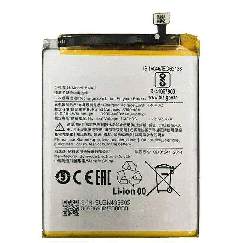 Batería 2024 Original BN49 para Xiaomi Redmi 7A, repuesto de 100% mAh, alta capacidad, herramientas para teléfono, 4000 años