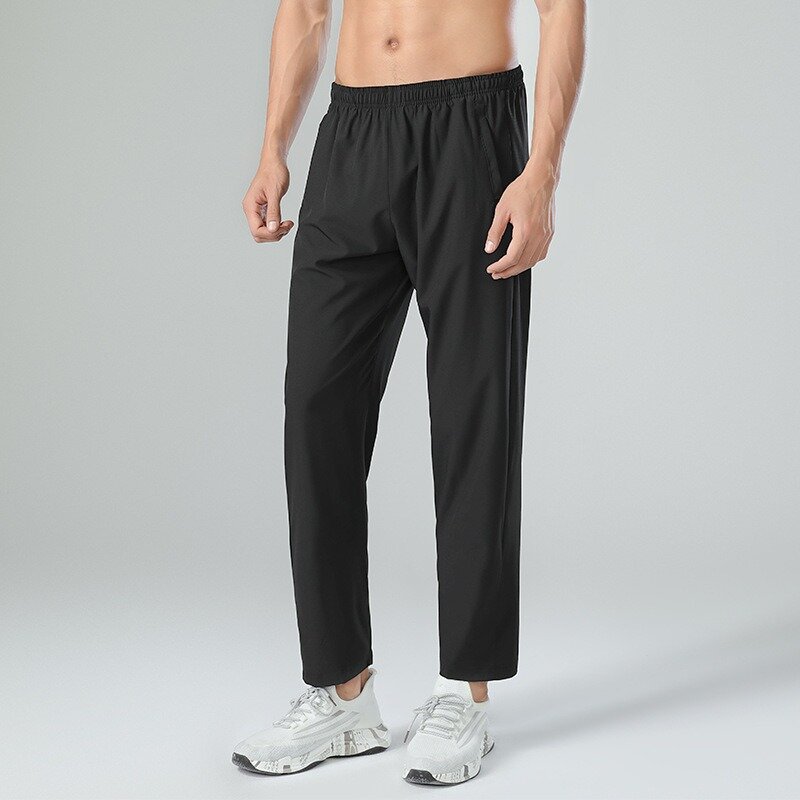 Men's Summer Ice Silk Cool Pants Sport Pants Thin Straight Tube Loose Quick Dry Breathable Casual Long Pants