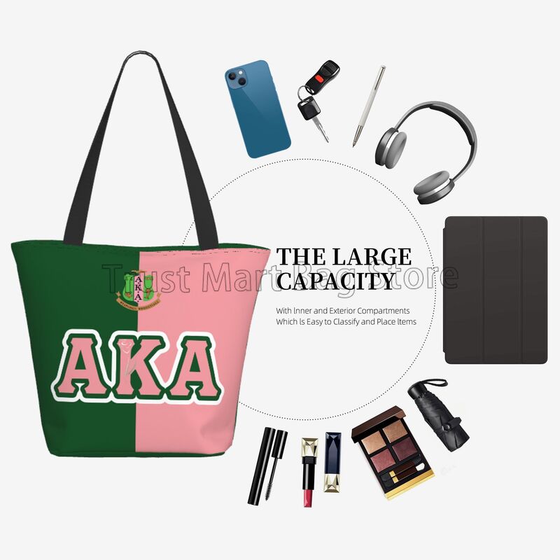 حقيبة تسوق صغيرة قابلة لإعادة الاستخدام للنساء ، ويعرف أيضًا باسم هدايا نادي نسائي للفتيات ، حقيبة يد إيجابية مستوحاة من اللون الوردي والأخضر