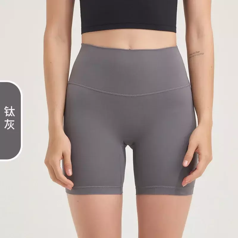 Double-sided sanding yoga pants female Europe and the United States high waist hip peach hip sports shorts fitness pants three-p