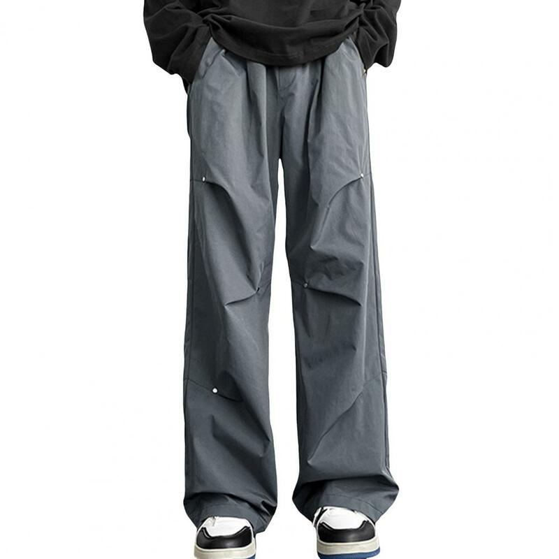 Męskie spodnie Cargo ozdoby z nitów Hip Hop szerokie proste luźne boczne kieszenie spodnie dresowe wodoodporne spodnie długa na świeże powietrze