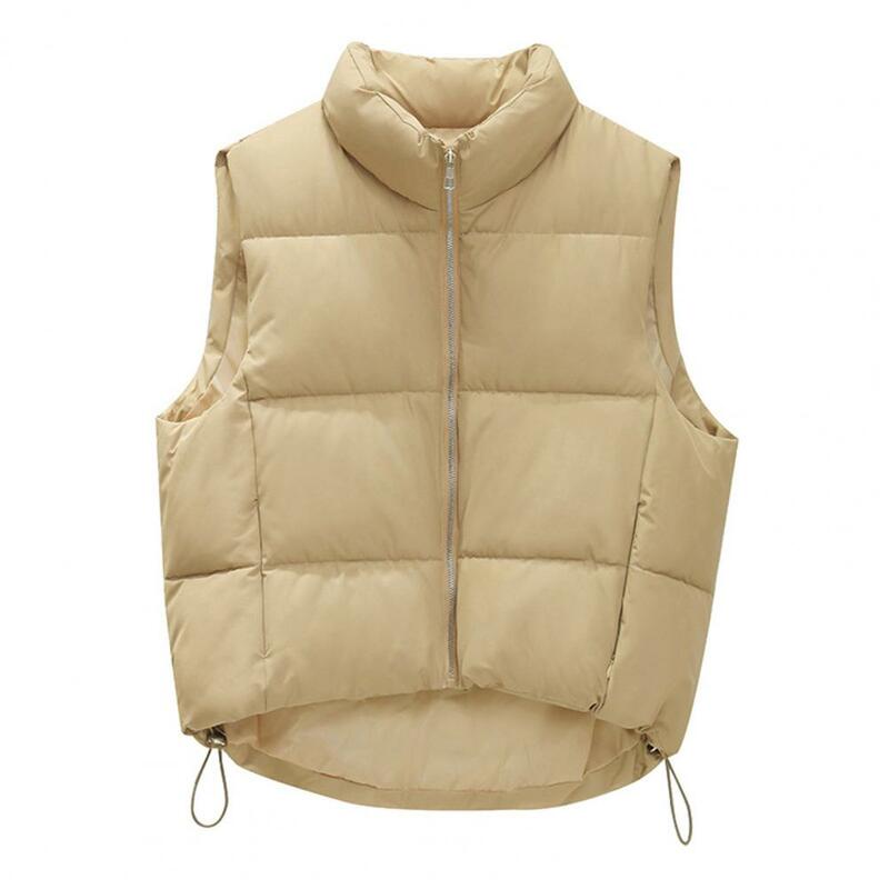 Colete sem mangas resistente ao frio para mulheres, casaco espesso, proteção no pescoço, jaqueta acolchoada, colete quente, outono e inverno