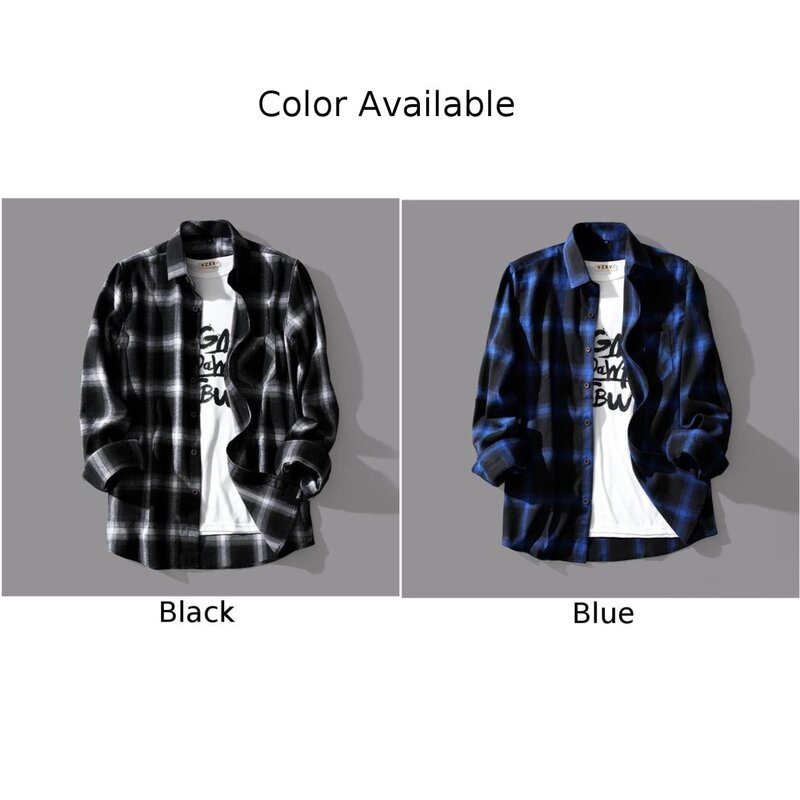 Male Men Top Daily Holiday Autumn Blouse Breathable Button Cardigan Casual Long Sleeve Plaid Print Slight Stretch