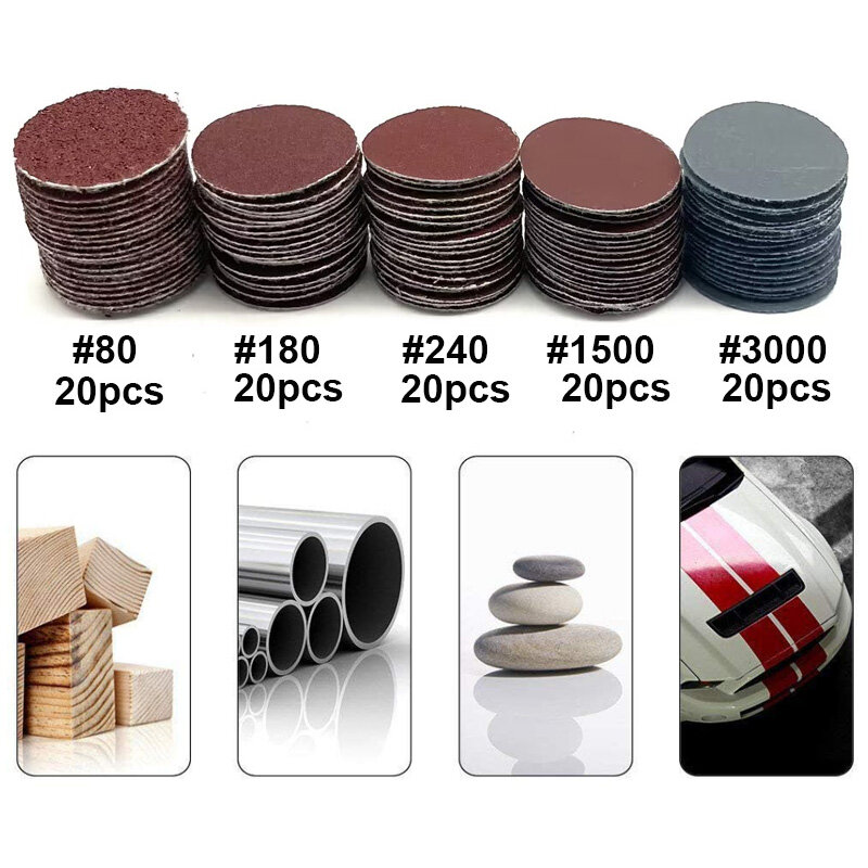 100PCS 25mm 1-Polegada Lixar Disco Lixar Disco-Papel Abrasivo 1-Polegada Almofada de Polimento Abrasivo para Ferramentas Dremel