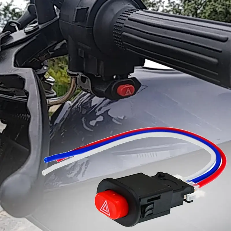 1pc Motorcycle Double Flash Switch Hazard Light Switch Button E-bike Flash Warning Scooter Modified Emergency Signal Lamp
