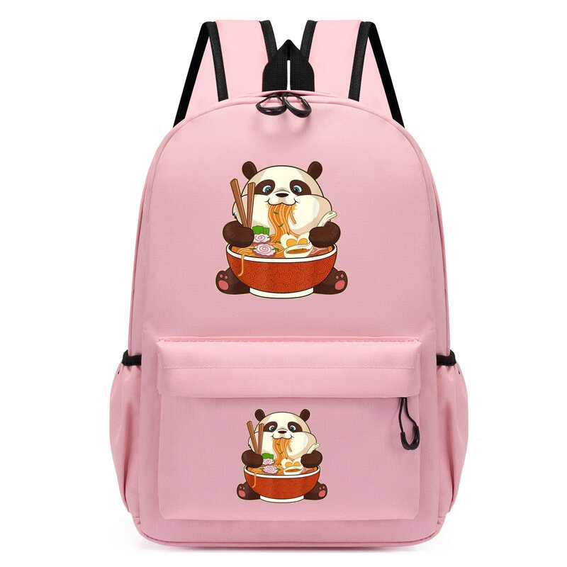 만화 팬더 먹는 라멘 배낭 어린이 백팩, 십대 귀여운 유치원 책가방, 소녀 애니메이션 동물 가방