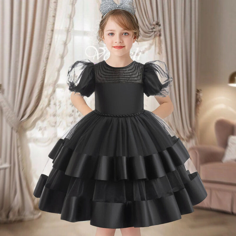 Brautjungfer von honor pailletten bestickt Prinzessin trug eine perle schwanz kleid mädchen der erste bestickt kleid für die Eucharistie party