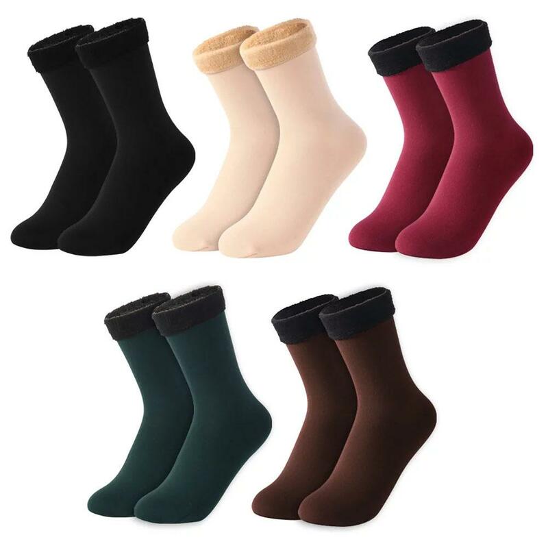 Winter Warm Thicken Thermal Socks Wool Cashmere Nylon Seamless Velvet Soft Boots Socks  For Women/Men Fleece Mid-calf Socks