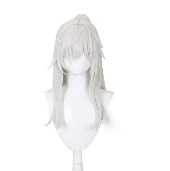 Jing Yuan parrucca Cosplay fibra parrucca sintetica gioco Honkai Star Rail parrucca cosplay argento grigio coda di cavallo capelli lunghi