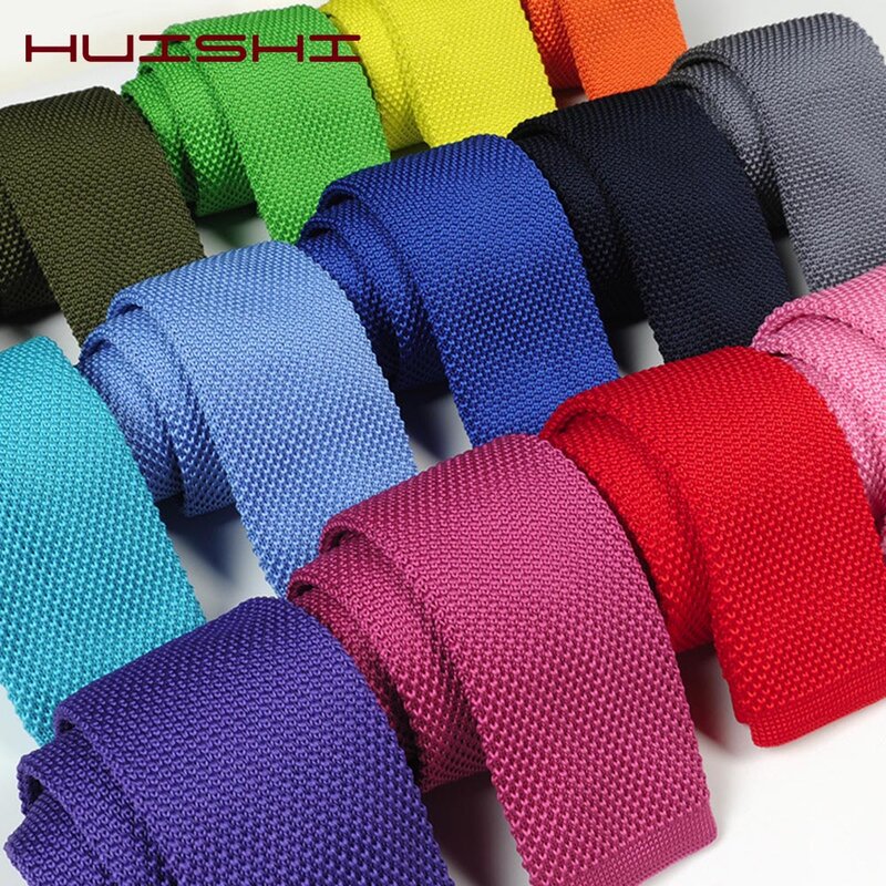 Slim Knitted Ties For Men Solid Black Knitted Neckties For Wedding Party Winter Tie Fashion Mens Bussiness Cravatas For Shirts