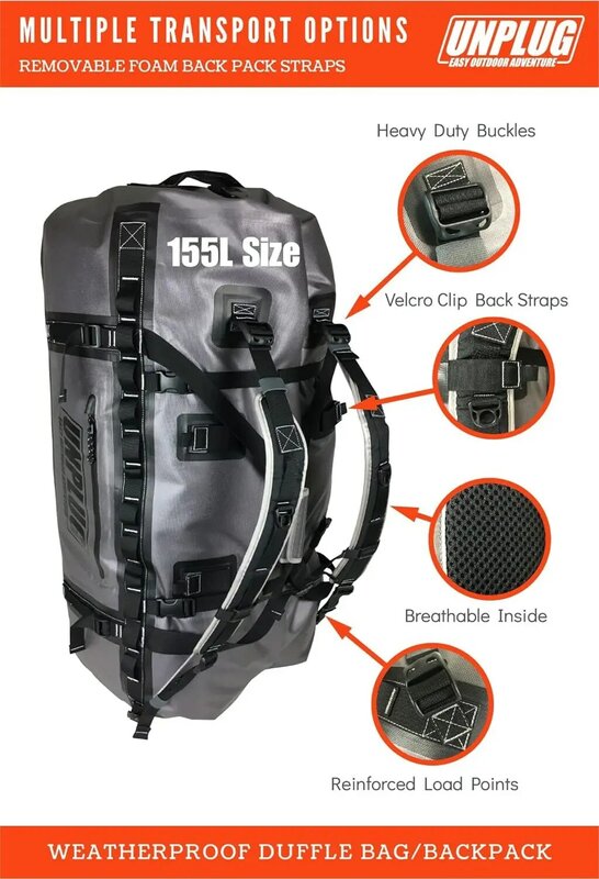 Ultimate Adventure Bag -1680D Heavy Duty Waterproof Travel Duffel Bags for Camping, Motorcycle Dry Bag