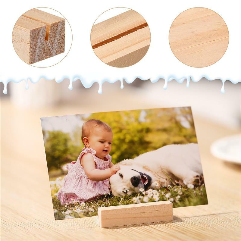 10Pcs Wooden Display Stand Postcard Holder Wood Sign Holder Wood Stand for Display School Meeting Home Supplies