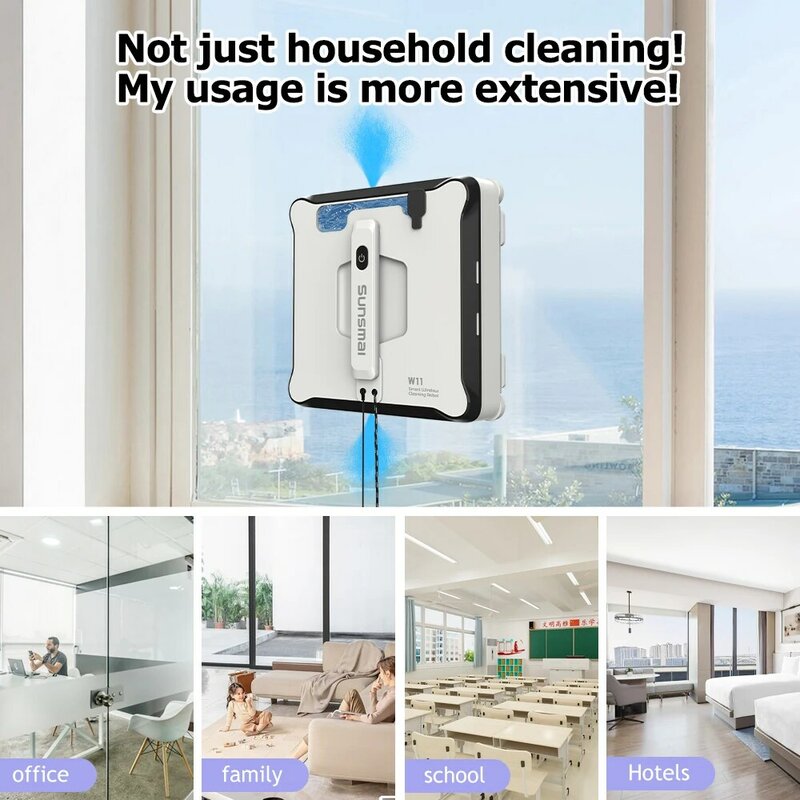 SUNSMAI-Square Window Washer Robot, Robô Janela com Pulverizador, Aspirador de Janela, Robô Detergente para Lavadora de Janelas