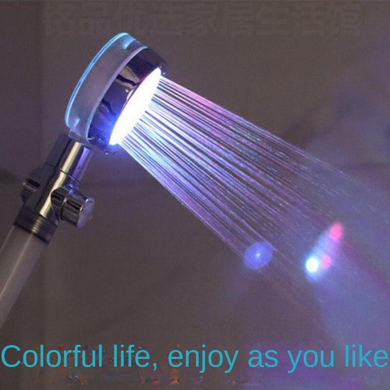 Net Red Colorful Light Shower Pressurization Shower Domestic Bathroom Sprinkler Water Heater Shower Shower Shower Head