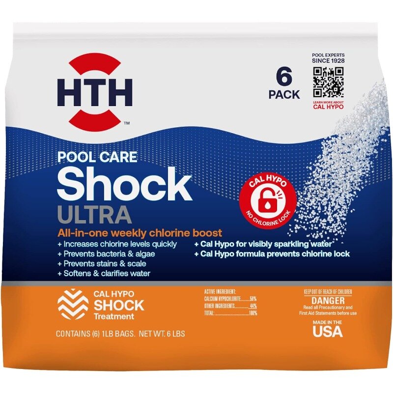 HTH 52040 Swimming Care Shock, Ultra Chemical, Hypo Formula, 1lb, Pacote de 6