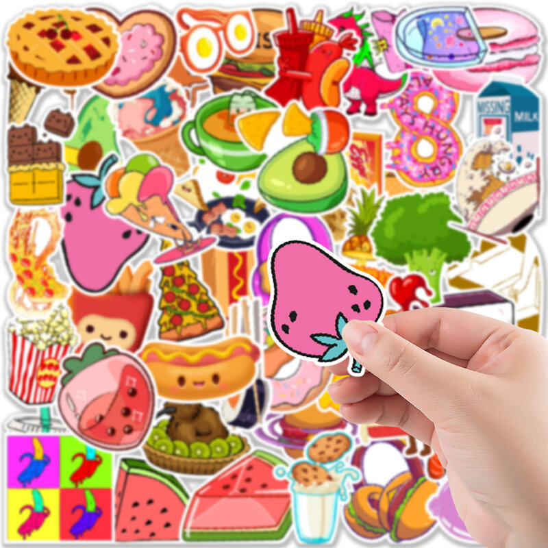 50Pcs Cartoon Food Series Graffiti Stickers Suitable for Laptop Helmets Desktop Decoration DIY Stickers Toys Wholesale