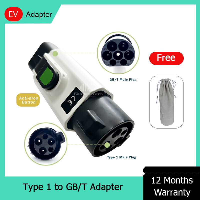 Adaptor pengisi daya EV 32A tipe 1 J1772 ke GBT GB/T konektor pengisi daya kendaraan mobil listrik