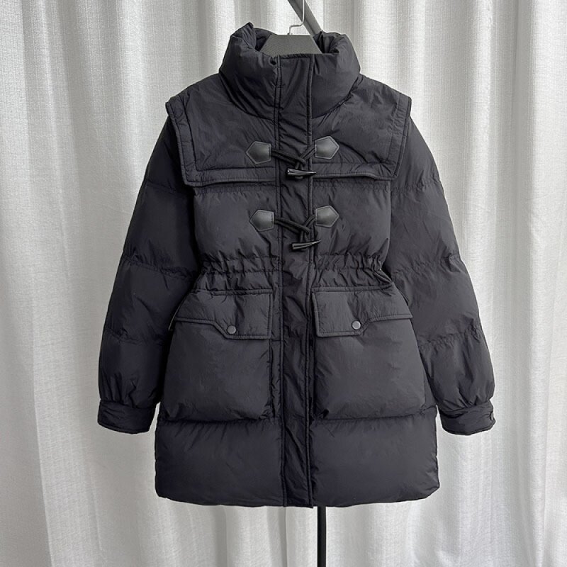 女性の白いダックダウンジャケット,スリミングコート,暖かいウエスト,高品質,冬,2023