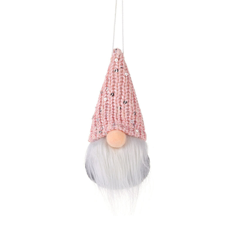 Christmas Santa Gnome Plush Doll Pendant Knitted Tree Hanging Ornament with Sequins for Christmas Pa