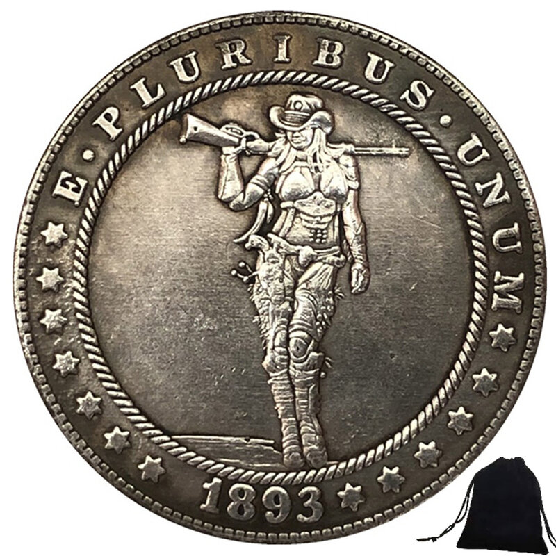 럭셔리 미국 탐험가 3D 아트 커플 동전, 재미있는 포켓 결정 동전, 기념 행운의 동전, 선물 가방