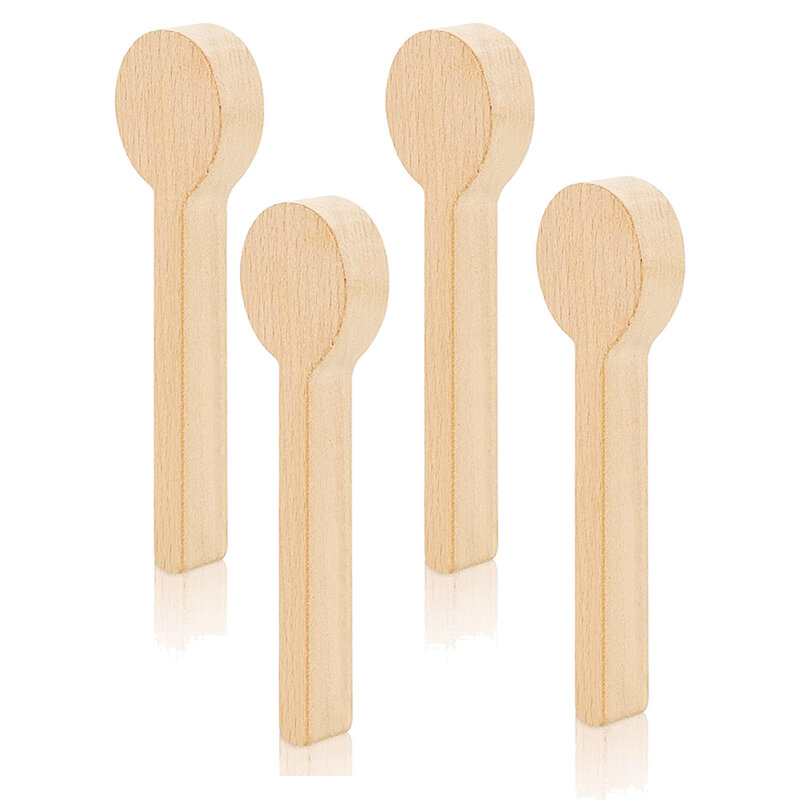 4 Pcs Wood Carving Spoon Blank Beech Wood Unfinished Wooden Craft Whittling Kit for Whittler Starter