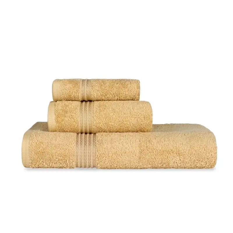 Superior Derry Solid Egyptian Cotton 3-piece Towel Set, Gold