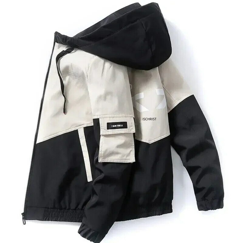 Men's Coat Casual Korean Style Spring Fashionable Thin Topmen's Jacket Hood Student Workwear Jacket Harajuku Street Clothing