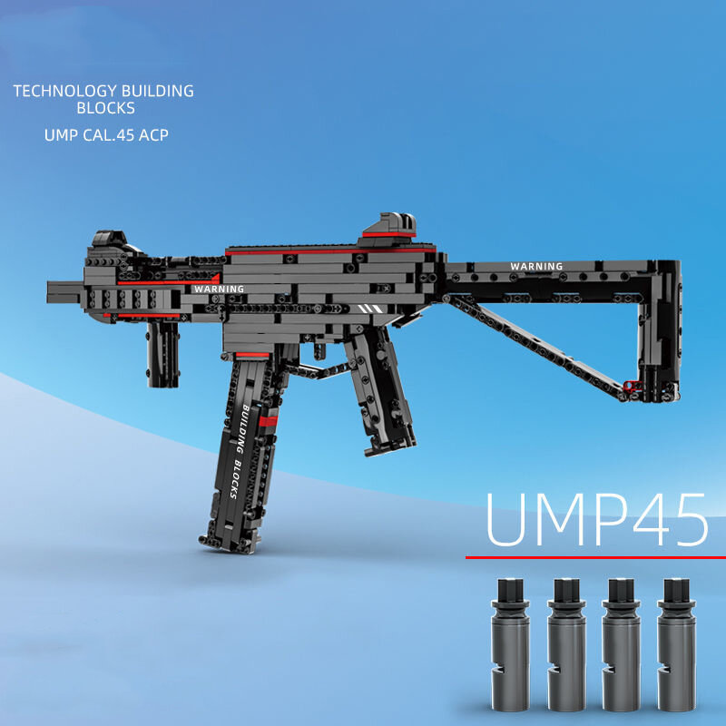 Bloques de construcción de ensamblaje de pistola UMP45, ladrillos de pistola de arma, juego militar de la Segunda Guerra Mundial, modelo de serie de pistola, Kit de ladrillos de construcción, juguete Moc para niño