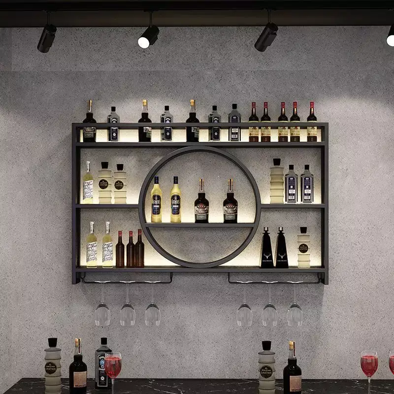 Lemari anggur Bar dinding besi tempa Modern untuk lemari pajangan ruang tamu kabinet Bar minimalis furnitur Bar aula Showcase