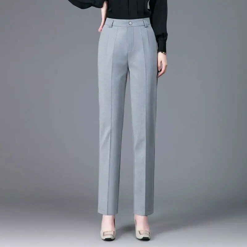 Новинка 2023, женские весенне-осенние корейские элегантные однотонные свободные брюки, женские модные повседневные Прямые длинные брюки с высокой талией X108