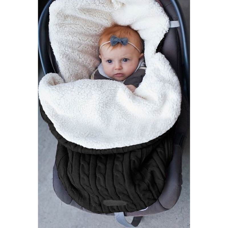 Noworodek śpiwory dziecięce wózek zimowy koc podnóżek gruby miękki ciepły dzianinowy z wełny szydełkowej owijka dla niemowląt śpiwór dla niemowląt