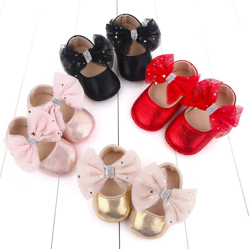 Baby Bowknot Toddler Girls Shoes Toddler Soft Soled Princess Walking Shoes