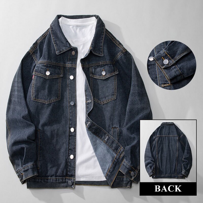Retro Blue Denim Jacket For Men Sand Wash Spring Autumn Soft Jeans Streetwear Single Breasted Chaquetas Hombre Masculina Coats