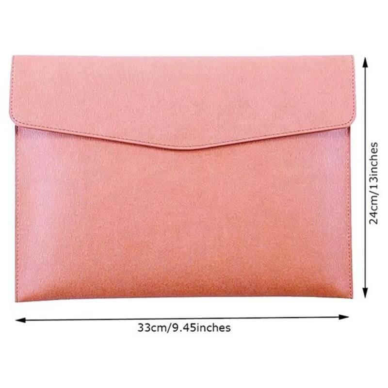 Carpeta de archivos A4 de cuero PU, porta documentos, portafolio impermeable, funda de sobre con cierre a presión, color rosa
