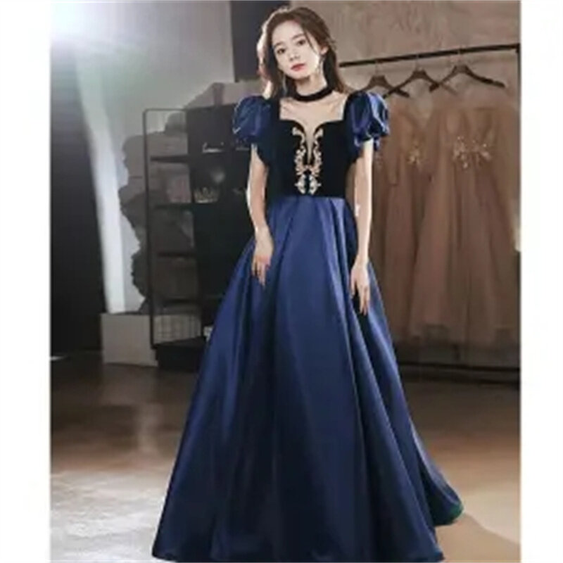 Banquet Evening Dress Women's High end Luxury 2023 New French Palace Princess Dress Long Elegant and Noble Host Skirt