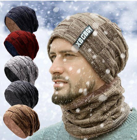 Cappello invernale da uomo caldo addensato e Plushed versione coreana ciclismo lavorato a maglia cappello di lana studente Pullover fascia cappello