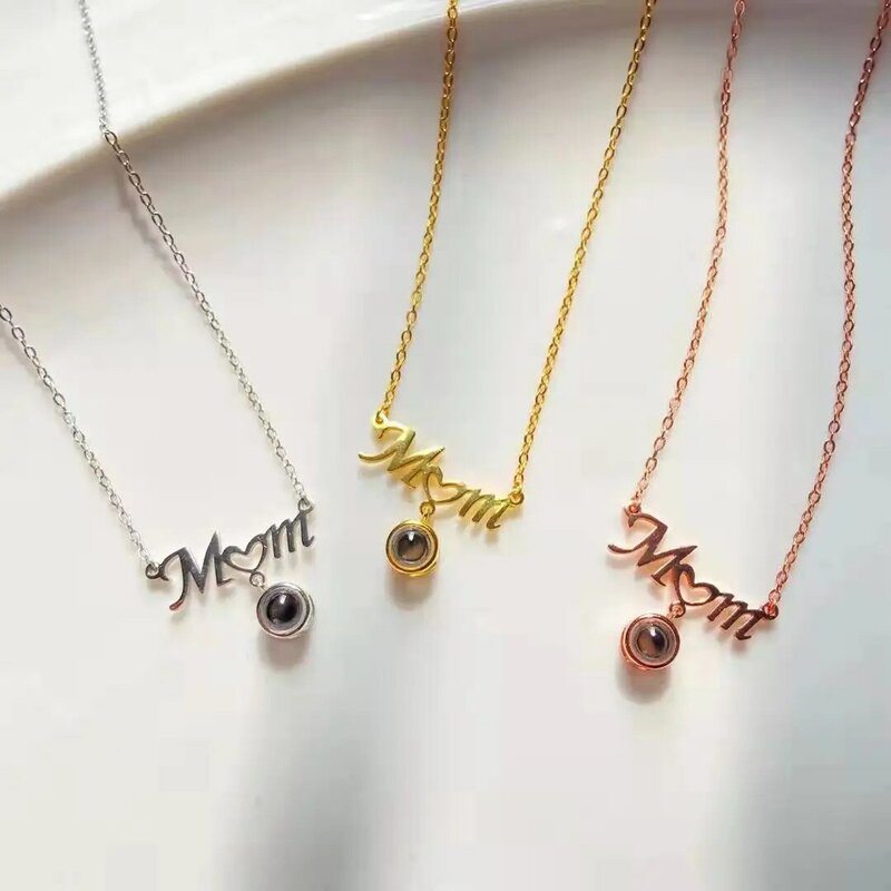 Mother's Day Gifts Customized Photos Projection Necklace To Mother Gift Jewelry For Mom Memories Pendent