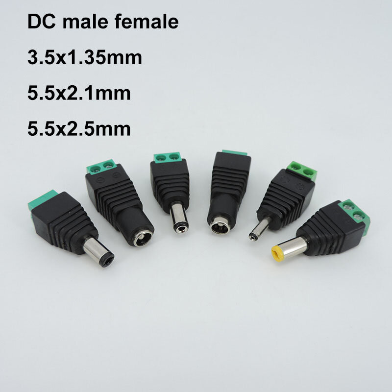 DC żeńskie złącze DC męskie 5.5x2.1MM 5.5*2.5MM 3.5*1.35MM wtyczka Adapter gniazda Jack Led listwa świetlna przewód CCTV terminal L1