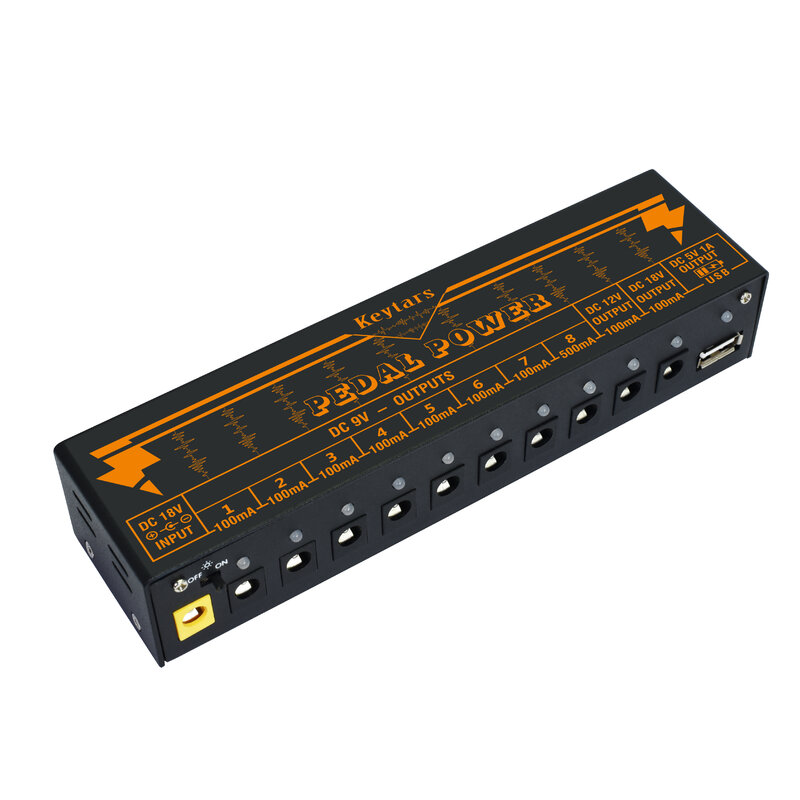 Keytars pedale alimentazione aggiornamento uscita alimentatore Multi circuito per pedale chitarra 10 vie 9V/12V/18V DC uscite 1 via 5V USB