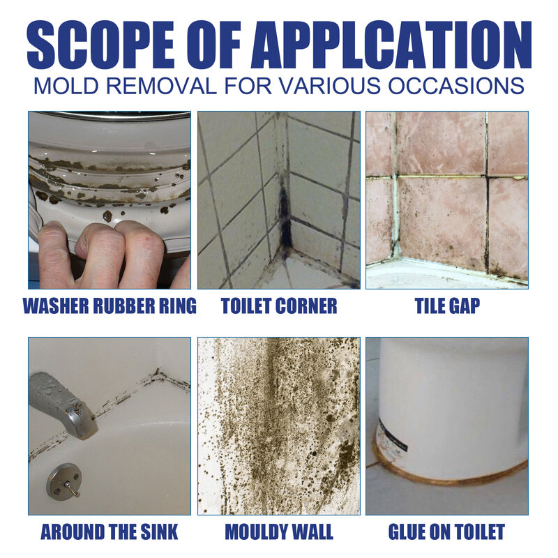 Spray de eliminación de moho para el hogar, limpiador de moho de azulejo, líquido de limpieza de moho de pared, previene el baño
