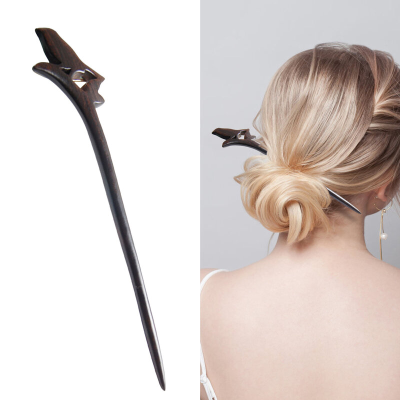 Wooden Hair Sticks Forks Handmade Carved Bird Designed Hairpins Side Clips Hair Bun Maker Gifts for Women Girls Hair Accessories