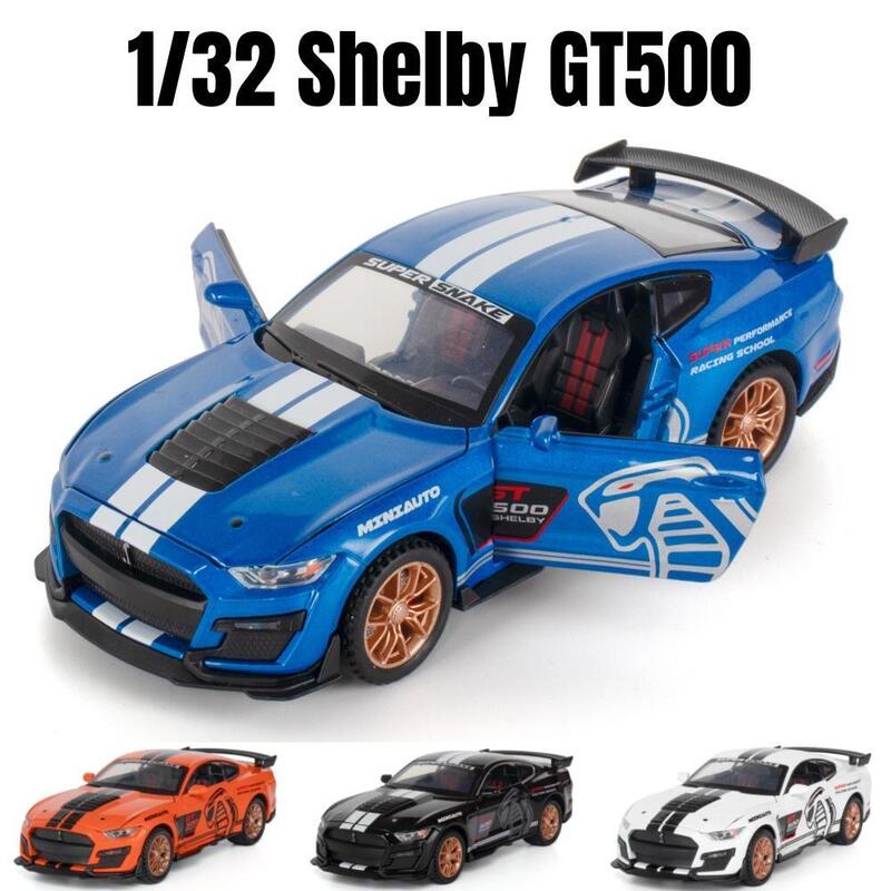 Coche de juguete Ford Shelby GT500 GT350 para niños, modelo en Miniatura de Metal fundido a presión, colección de sonido y luz, regalo para niños, 1/32