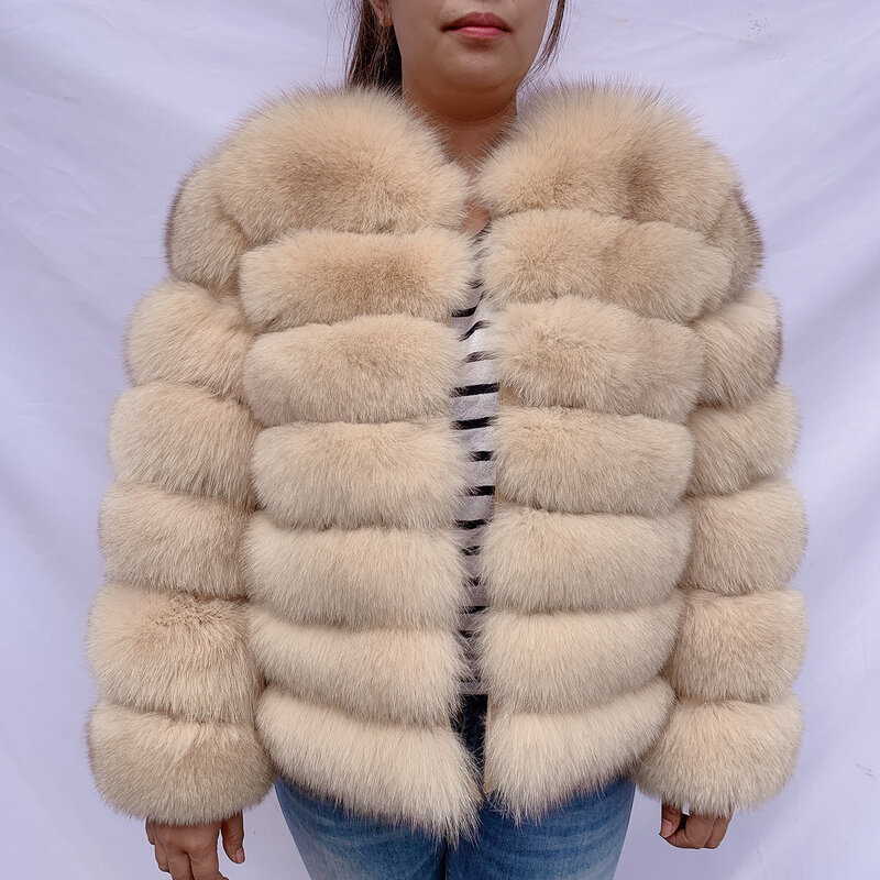 Cappotto in vera pelliccia di volpe cappotto invernale da donna 2022 pelliccia di volpe di lusso vera pelliccia ecologica pelliccia e pelliccia cappotti di pelliccia naturale cappotto di pelliccia 70cm