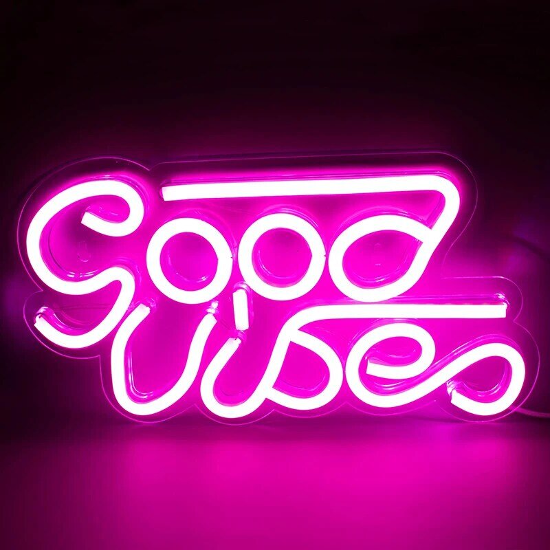 Good Vibes LED Neon Sign Engagement Wedding Banquet Party Home Decor Background Wall Art Girl Christmas Birthday Gift