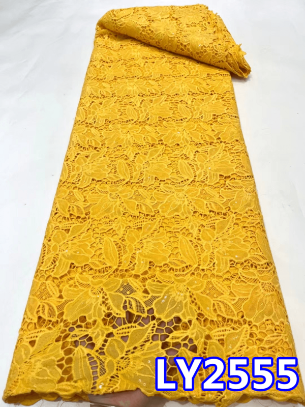 Afrykański tkanina koronkowa typu Dry Lace 2023 koronka wysokiej jakości szwajcarski koronkowy woal w szwajcarii nigeryjska gipiura przewód tkaniny do szycia LY2555