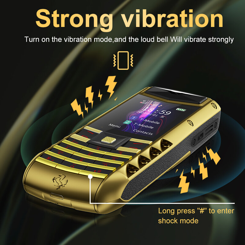 SERVO V5 PRO ponsel Desain unik, Senter LED bingkai logam dua Sim 2G suara ajaib untuk ponsel mewah