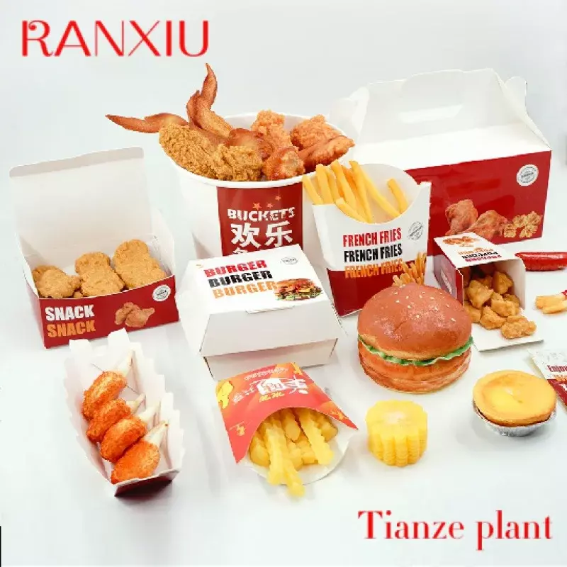 Custom Custom food boxes french fries fried chicken nuggets carton paper  Take away food packaging box