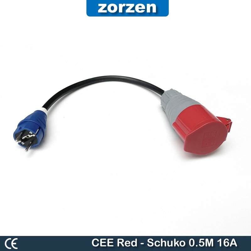 CEE Plug to Schuko 16A Adapter Suitable for Camping Caravanning On-site Generators